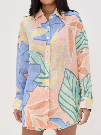 Yara™ - Tropical Leaf Printed Short Set