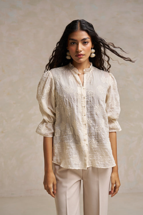 Whitney™ -  Embroidered White Blouse