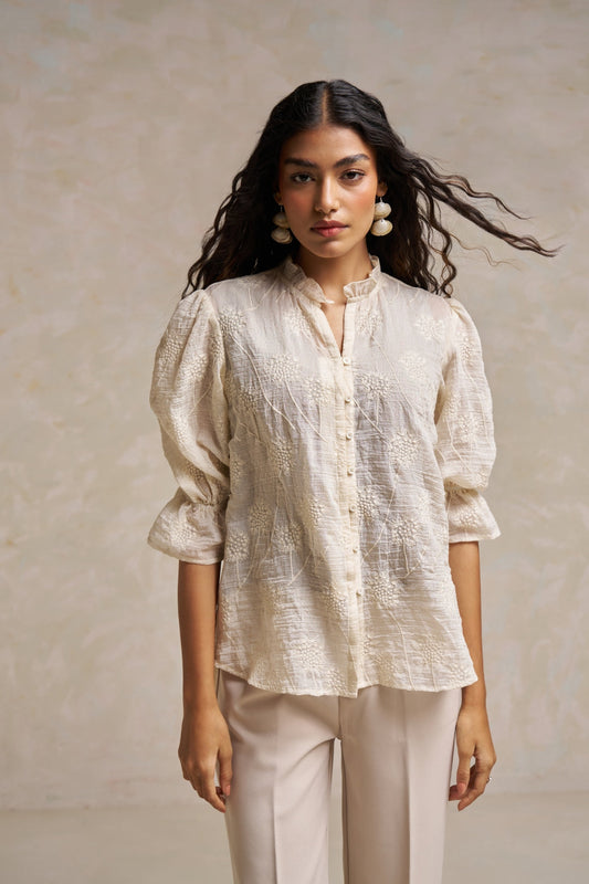 Whitney™ -  Embroidered White Blouse
