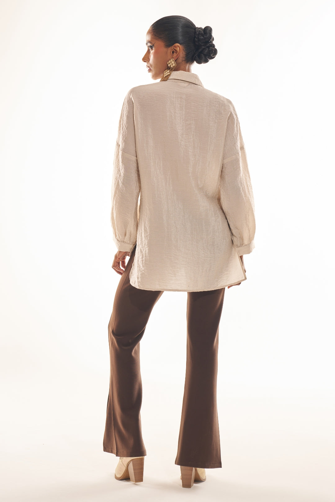 Melinda™ - Beige Silk Shirt