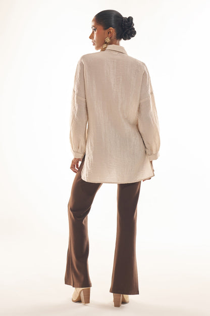 Melinda™ - Beige Silk Shirt