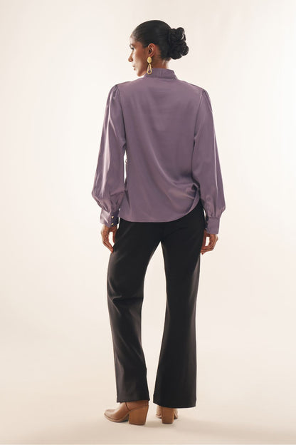 Coleene™ - Purple Satin Shirt