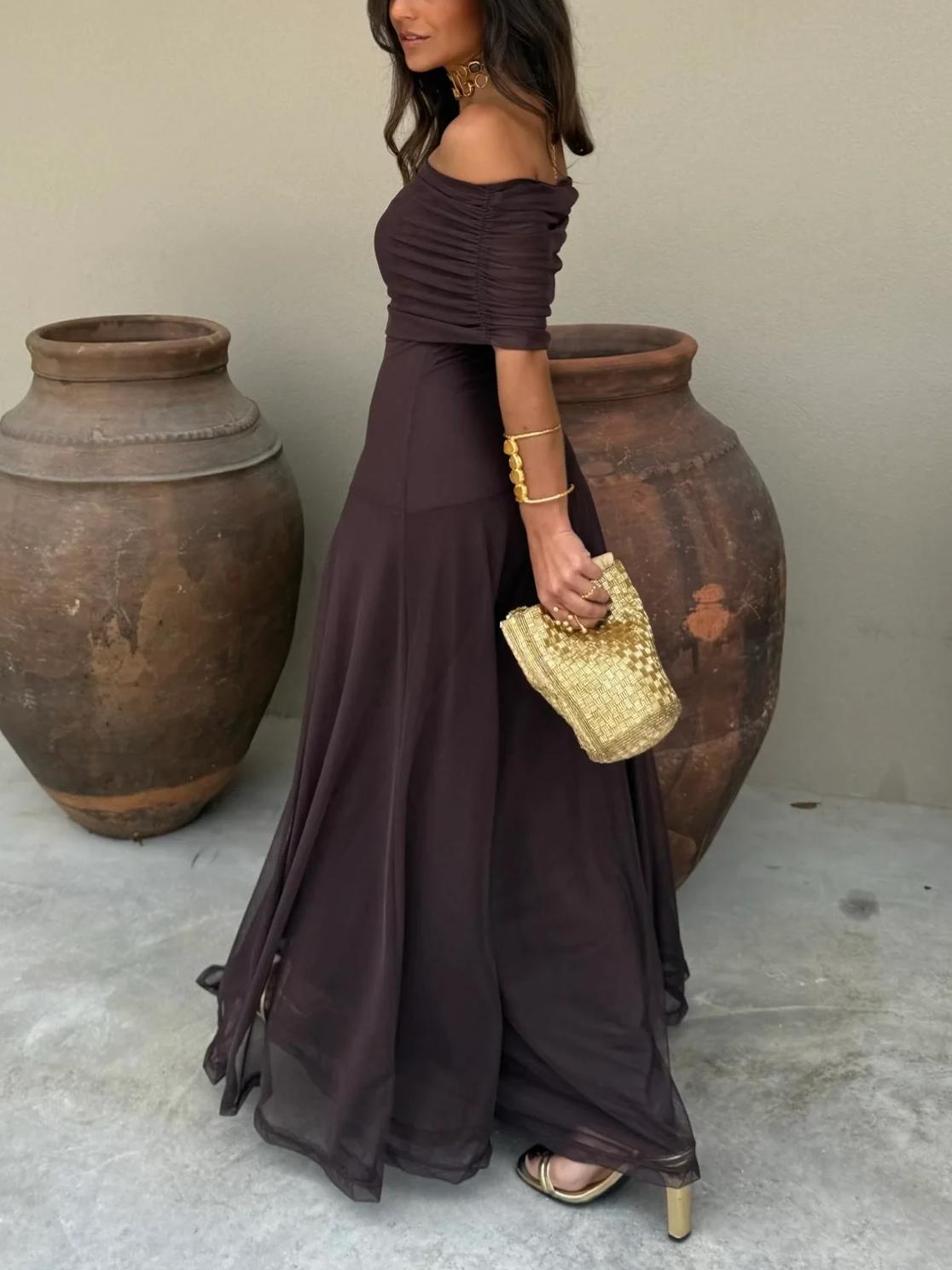 Germie™ Off-Shoulder Sheer Maxi Dress