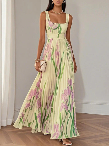 Tahlani™ - Square Neck Sleeveless A-Line Maxi Dress
