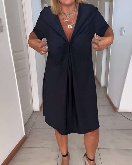 Laurence™ - Elegant Ruched Dress with V-Neck