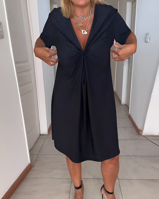 Laurence™ - Elegant Ruched Dress with V-Neck