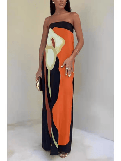 Miahri™ - Strapless Printed Maxi Dress