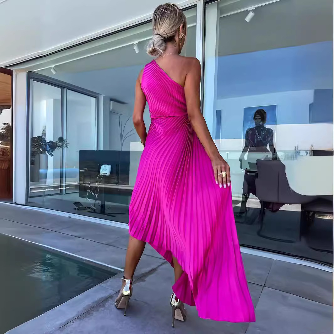 Celeste™ - One-Shoulder Pleated Midi Dress