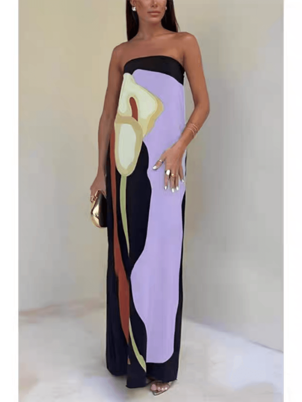 Miahri™ - Strapless Printed Maxi Dress