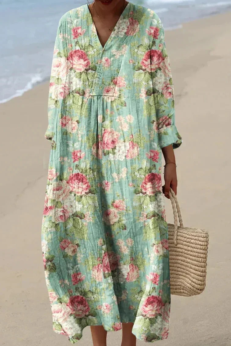 Maria™ -  Floral V-Neck Dress