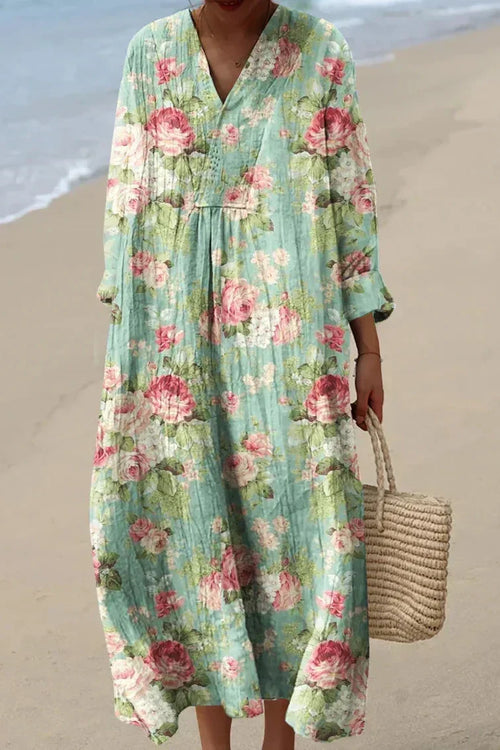 Maria™ -  Floral V-Neck Dress