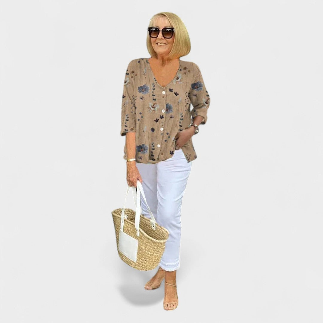 Tharie™ Floral V-Neck Blouse