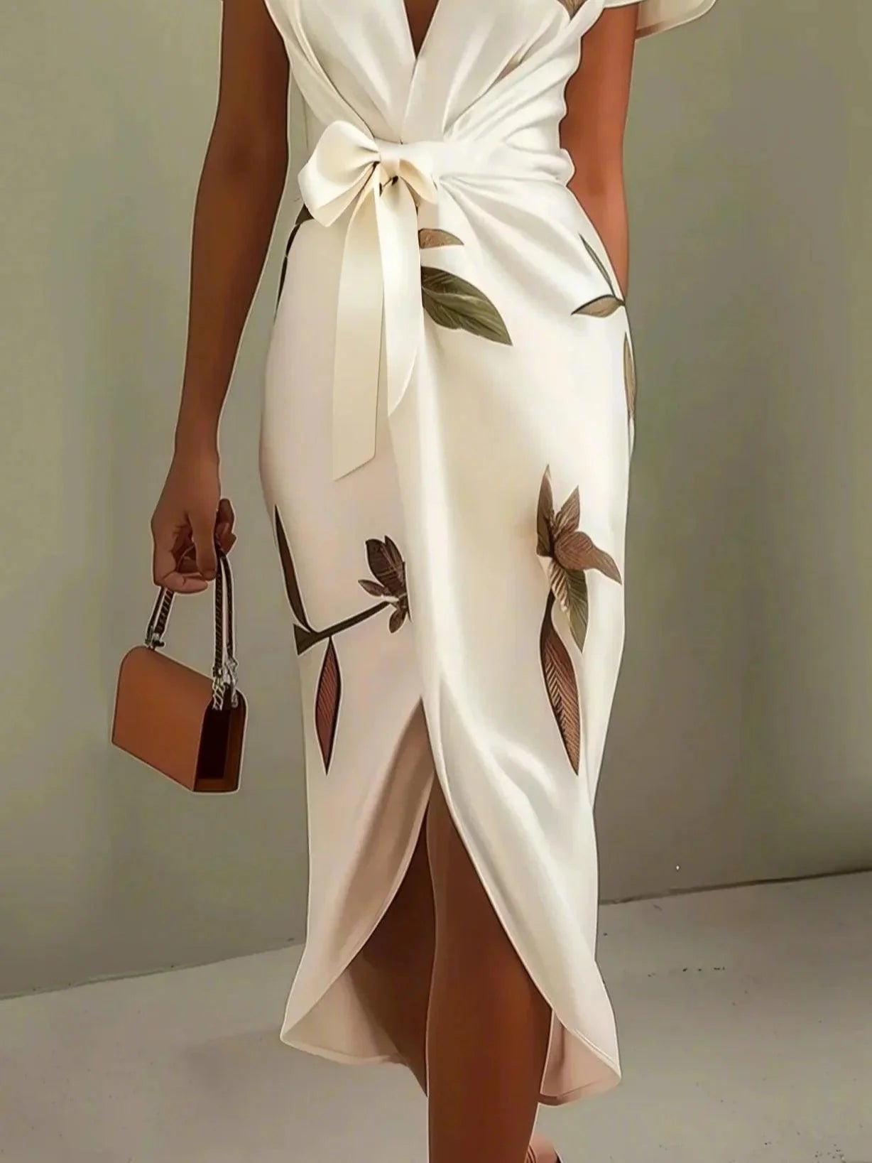 Nalani™ - Satin Wrap Sheath Midi Dress