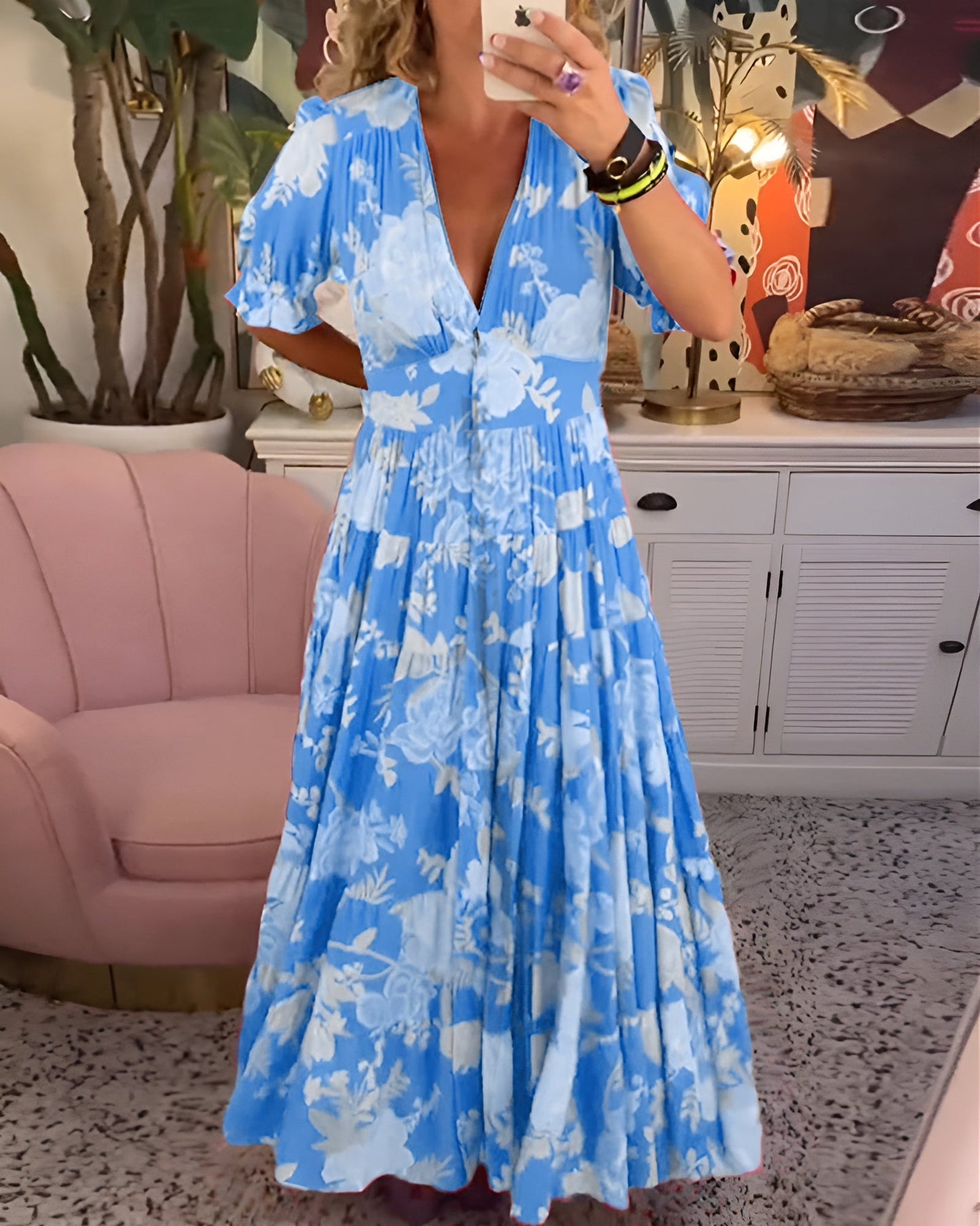 Carine™ - V-Neck Maxi Dress