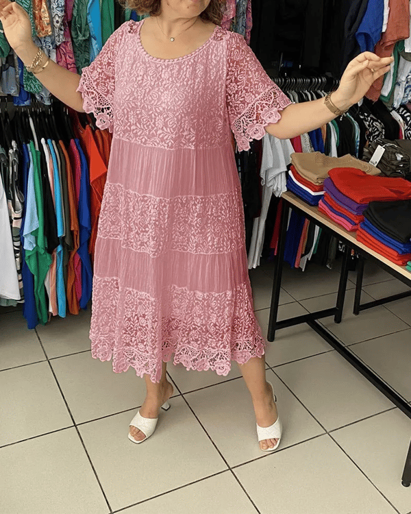 Ayesha™ Elegant White Lace Midi Dress