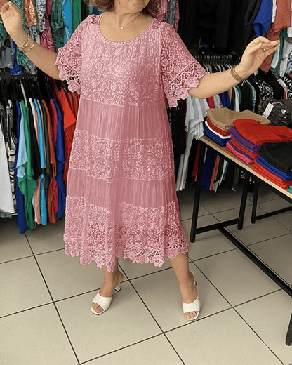 Ayesha™ Elegant White Lace Midi Dress