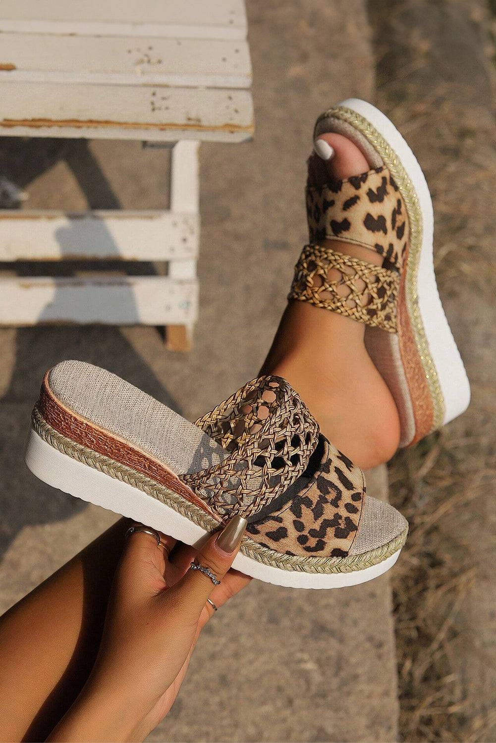 Nereida™ - Leopard Print Wedge Sandals