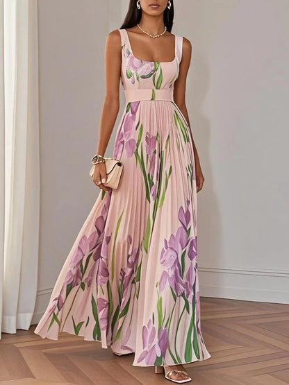 Tahlani™ - Square Neck Sleeveless A-Line Maxi Dress