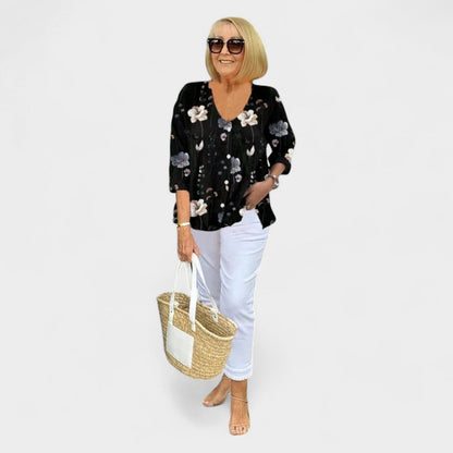 Tharie™ Floral V-Neck Blouse