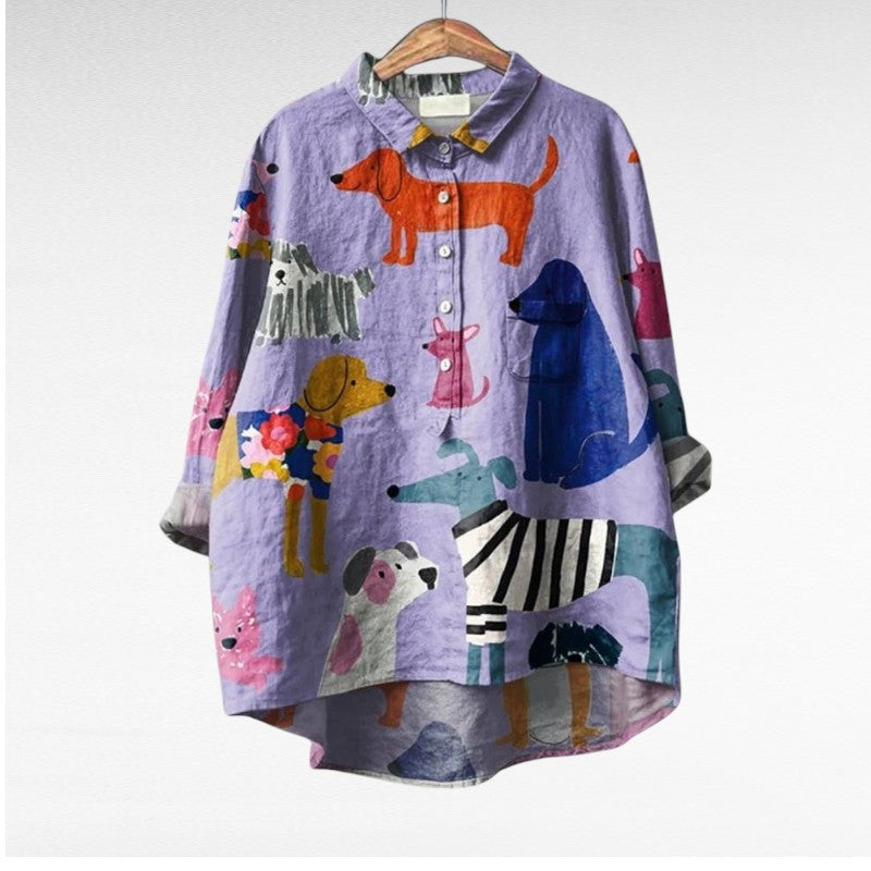 Nerida™ – Blouse with dog pattern