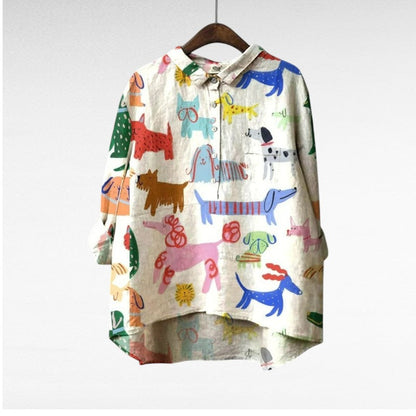 Rizza™ - Casual Dog Print Shirt