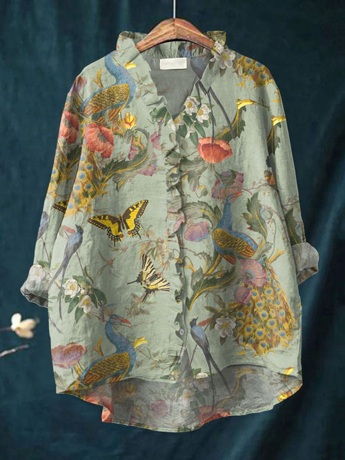Scarlett™ Vintage Bird Print Blouse