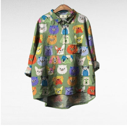 Rizza™ - Casual Dog Print Shirt