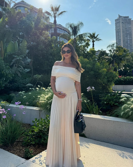 Amara™ - Off Shoulder Maternity Maxi Dress