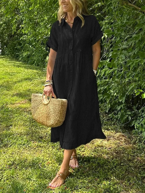 Reylin™ – Relaxed Striped Shirt Dress