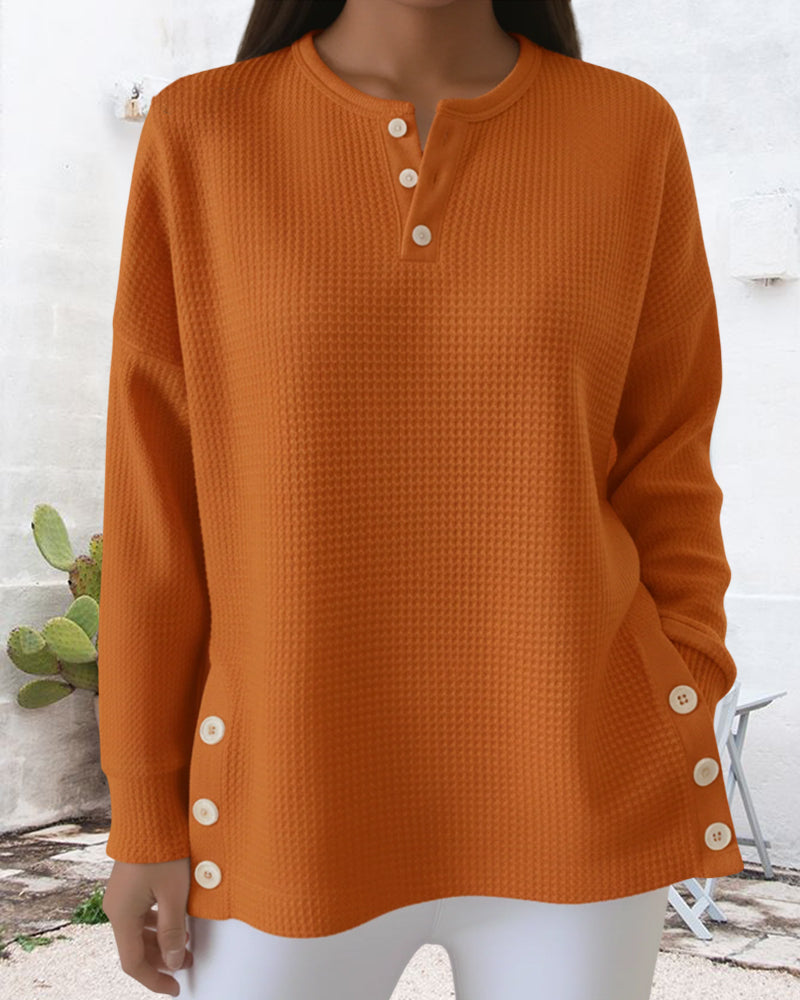 Alina™ - Casual Waffle Sweater