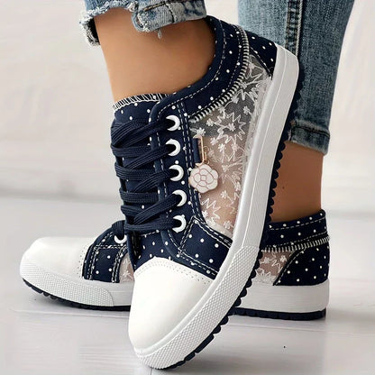 Lara™ - Women's Sneakers with Floral Pattern and Mesh