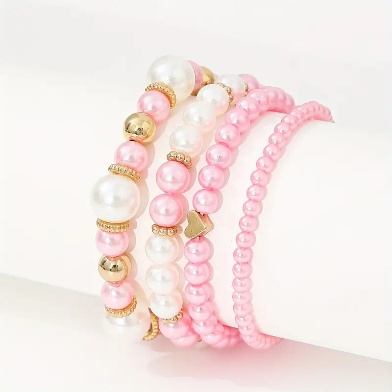 Chic Pearl Bracelet Set | Together with breast cancer
