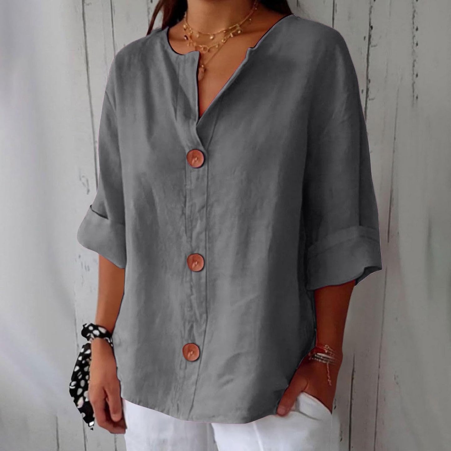 Noora™ Linen Button Blouse