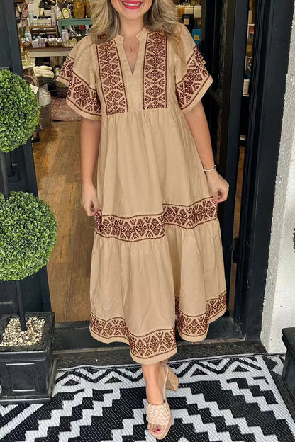 Cara™ Bohemian Embroidered Maxi Dress