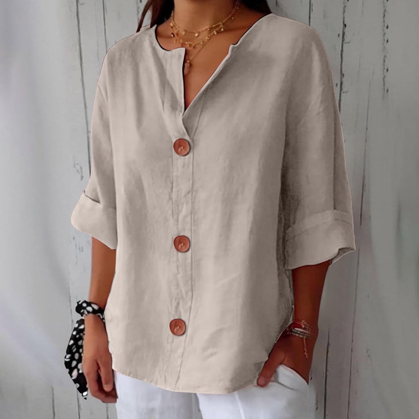 Noora™ Linen Button Blouse