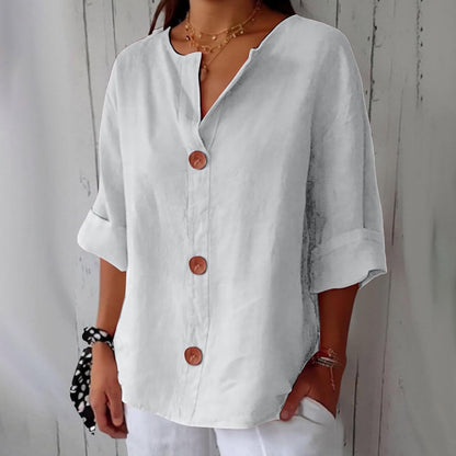 Noora™ Linen Button Blouse