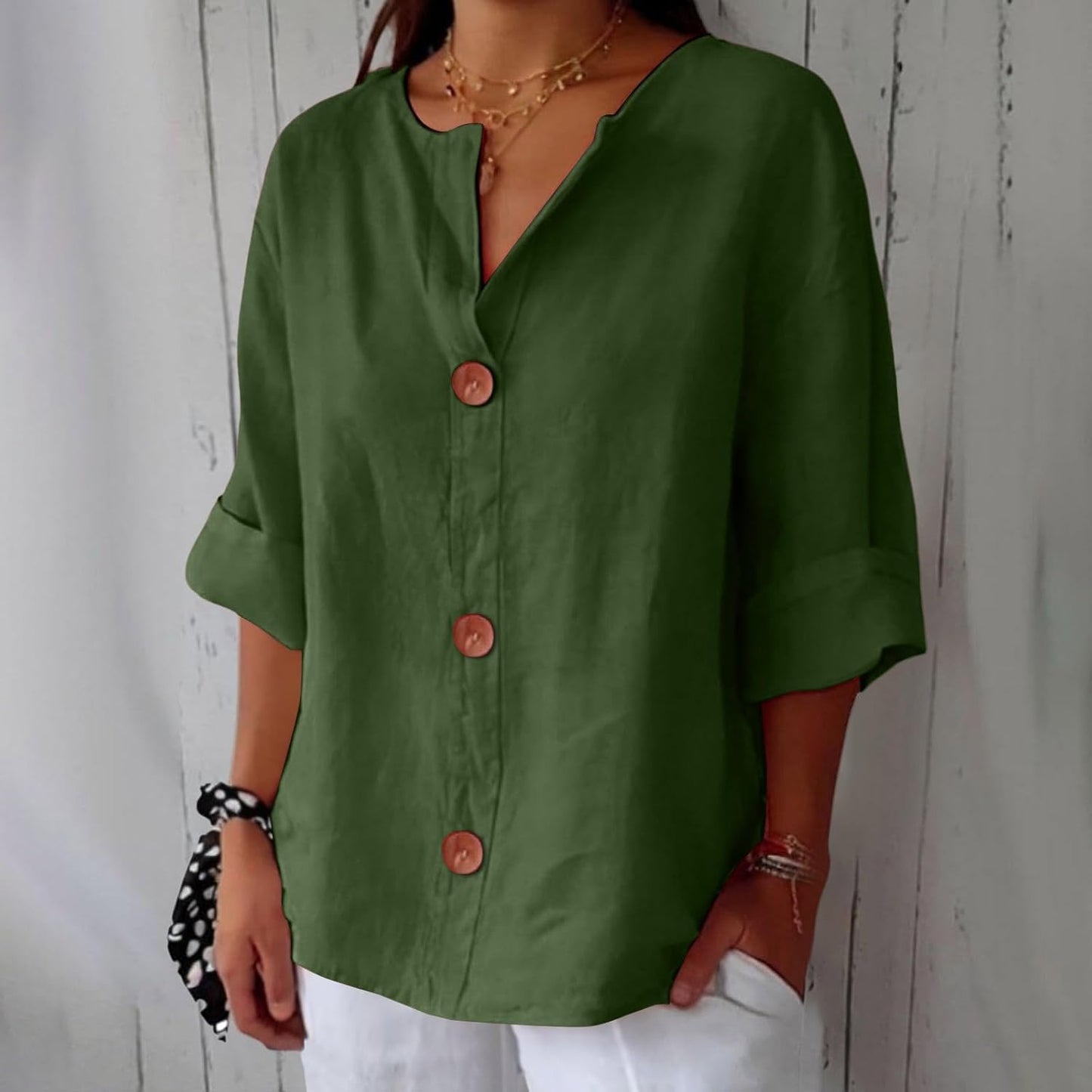 Noora™ Linen Button Blouse