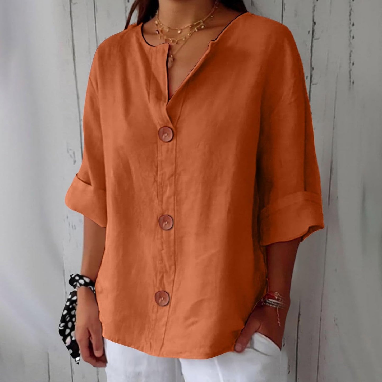 Noora™ Linen Button Blouse