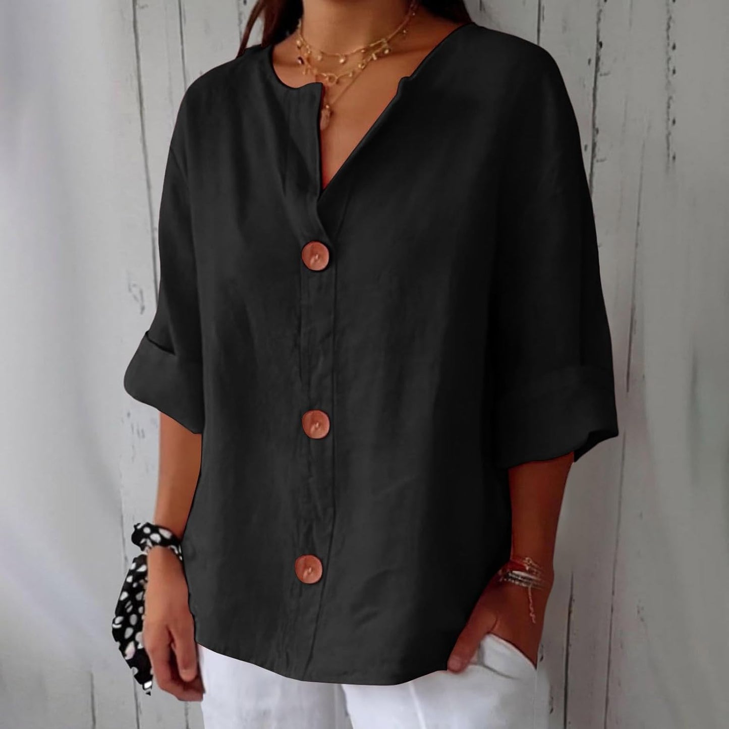 Noora™ Linen Button Blouse