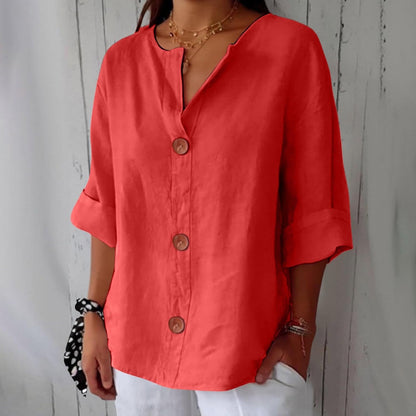 Noora™ Linen Button Blouse