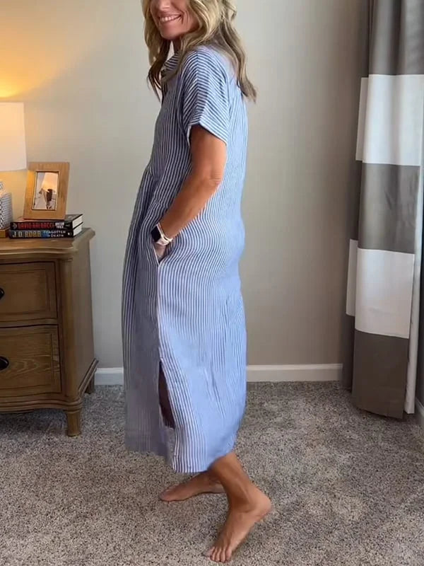 Reylin™ – Relaxed Striped Shirt Dress