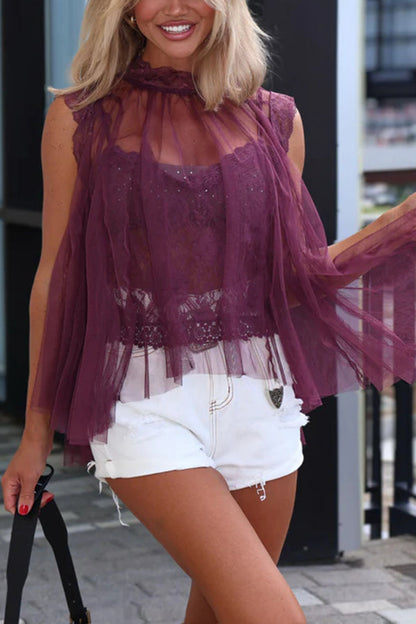Rosalinda™ High-Neck Cape Top