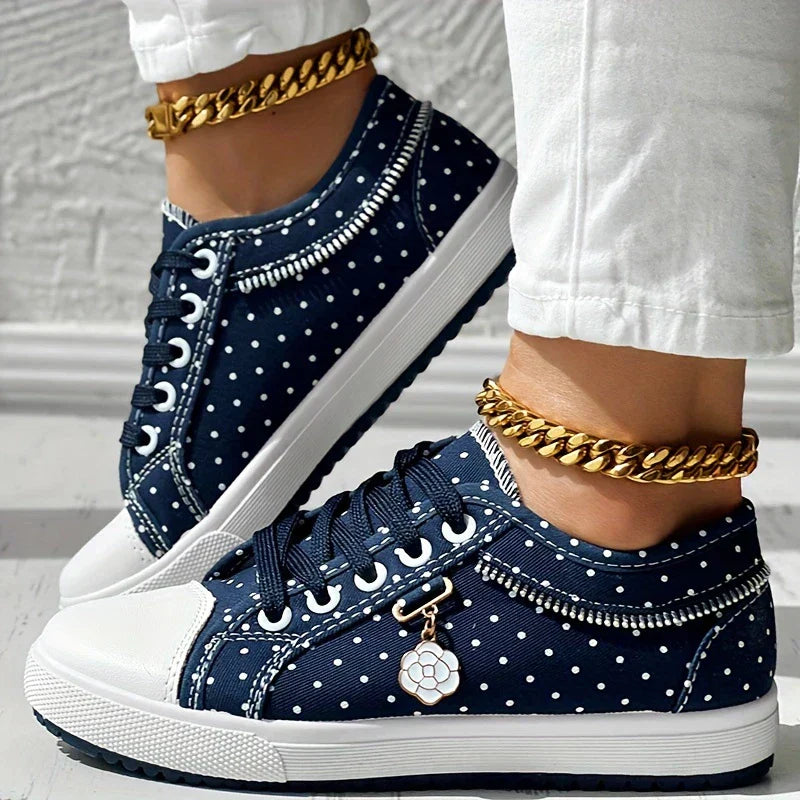 Lara™ - Women's Sneakers with Floral Pattern and Mesh
