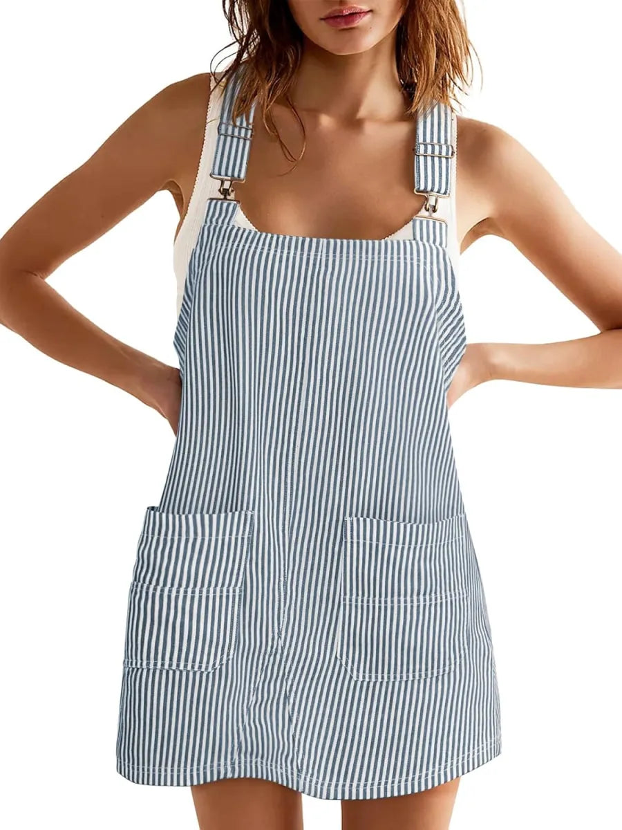 Millie™ – Striped Overall Dress with Pockets