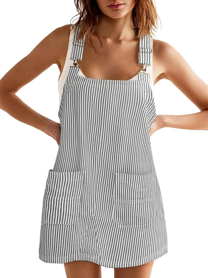 Millie™ – Striped Overall Dress with Pockets