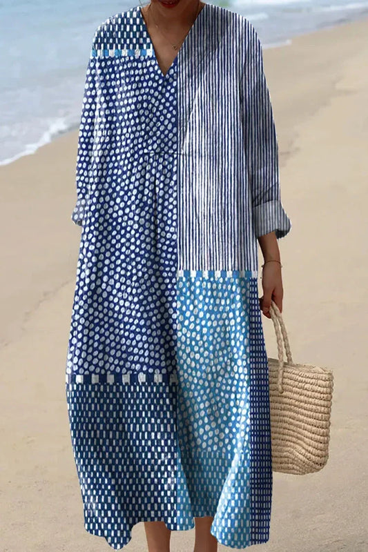 Pam™ Geometric Patchwork V-Neck Dress