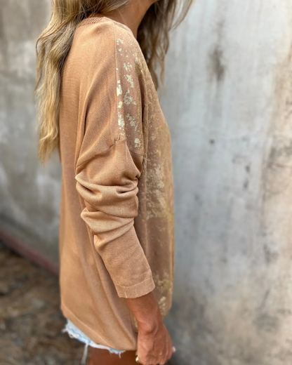 Neya™ Metallic V-Neck Top