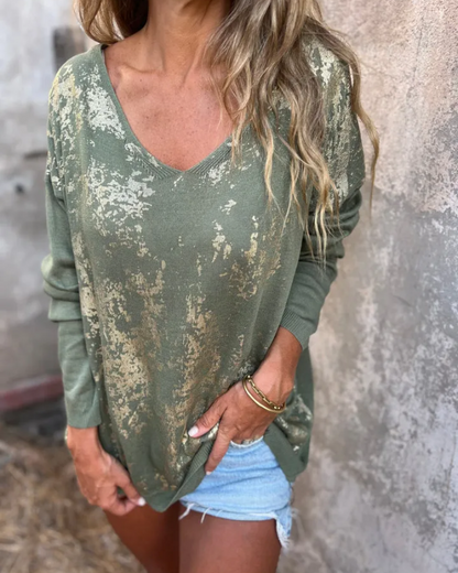 Neya™ Metallic V-Neck Top