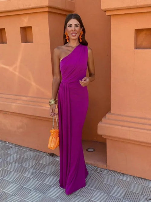 Lemerie™ – One-Shoulder Draped Maxi Dress