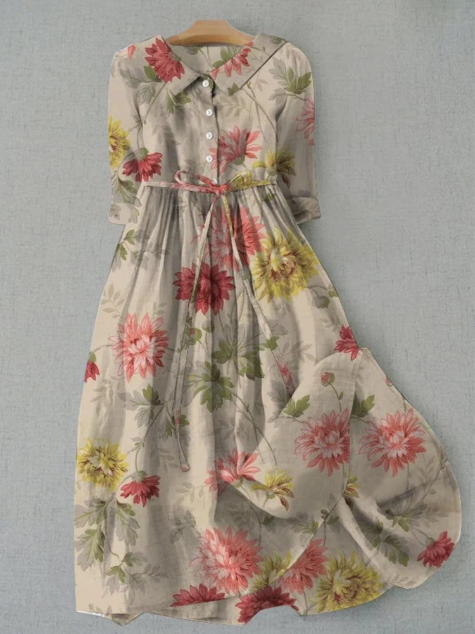 Zinnia - Garden Print Shirt Long Dress